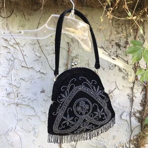 La Regale velvet bead and sequins evening purse